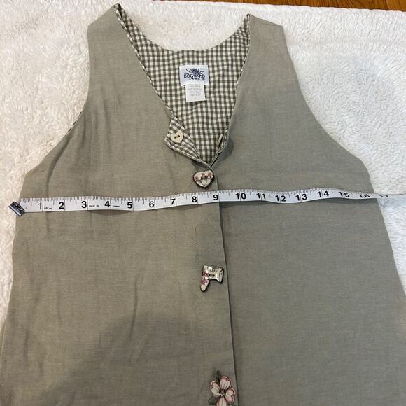 Dogwood Lane Cotton Sleeveless Green Plaid Decorative Buttons Maxi Dress Size S - Picture 5 of 7